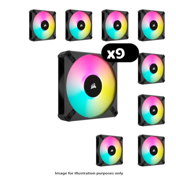 9x Corsair iCUE AF120 ELITE RGB – 120mm, Black