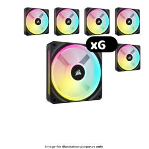 6x Corsair iCUE LINK QX120 RGB – 120mm, Black