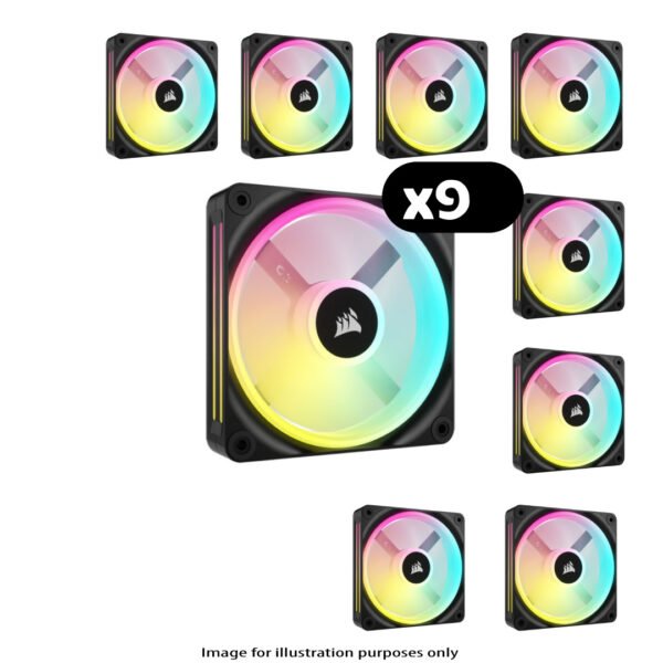 9x Corsair iCUE LINK QX120 RGB – 120mm, Black