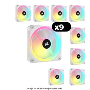9x Corsair iCUE LINK QX120 RGB – 120mm, White